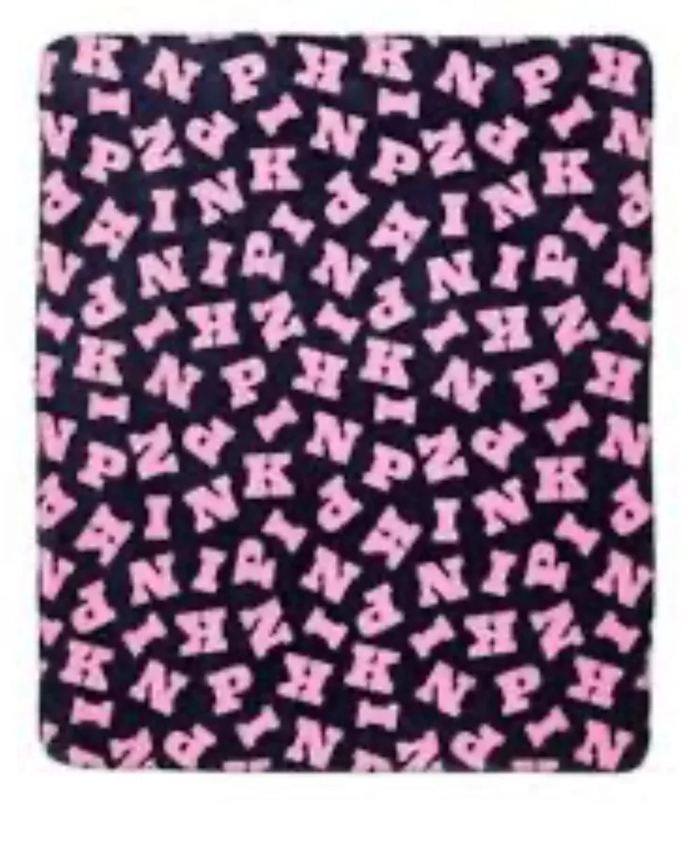 PINK Sherpa Blanket xl pink blue logo  y2k og logo blanket